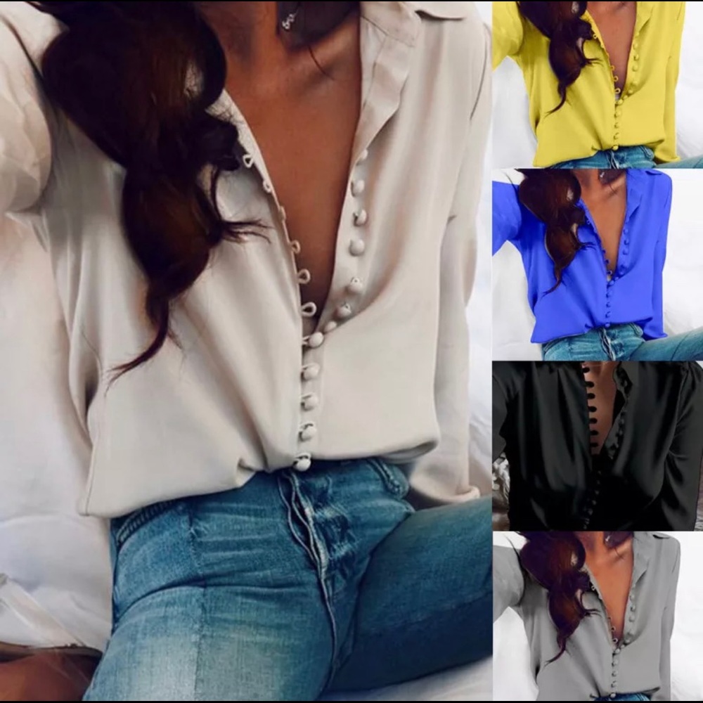 Long Sleeve Multi-Button Blouse